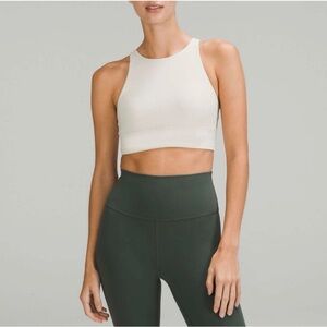 Lululemon Energy High Neck Longline Ribbed Bra White Opal Size 6